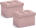 Ornavo Home Small Storage Ottoman, Foldable Collapsible Rectangle Linen Ottoman by OrnavoHome