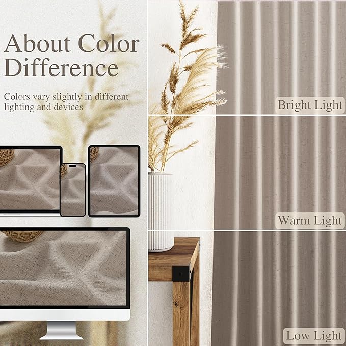 Nanspring Ecru Linen Curtains 96 Inches Long - Image 3