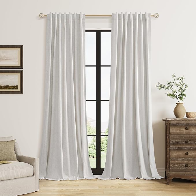 Guken 108 Inch Long Natural 100% Blackout Curtains by Guken