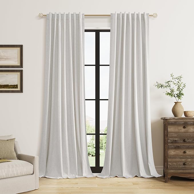 Guken Natural Extra Long 100% Black Out Curtains 120 Inch Length 2 Panels Set by Guken