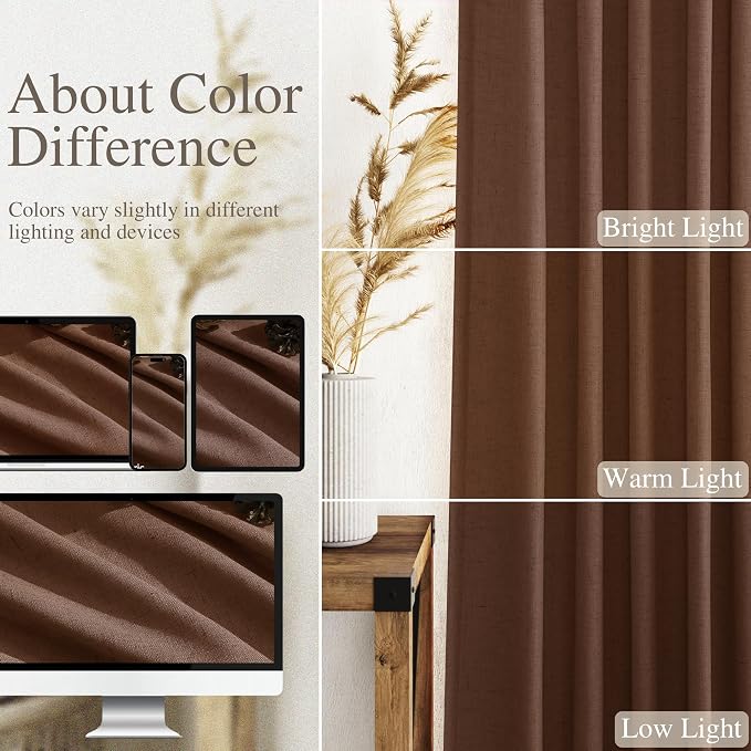 Nanspring Mocha Brown Curtains 84 Inches Long - Image 3