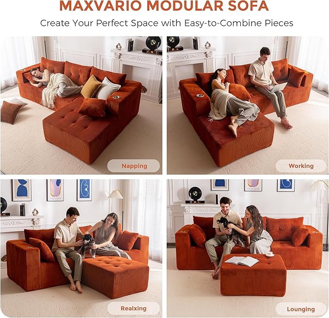 MAXYOYO Modular Sectional Sofa Couch, L Shaped Modern Cloud Couch - Image 4