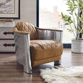 Art Leon Genuine Leather Chair, Mid Century Industrial Accent Arm Chair by ArtLeon