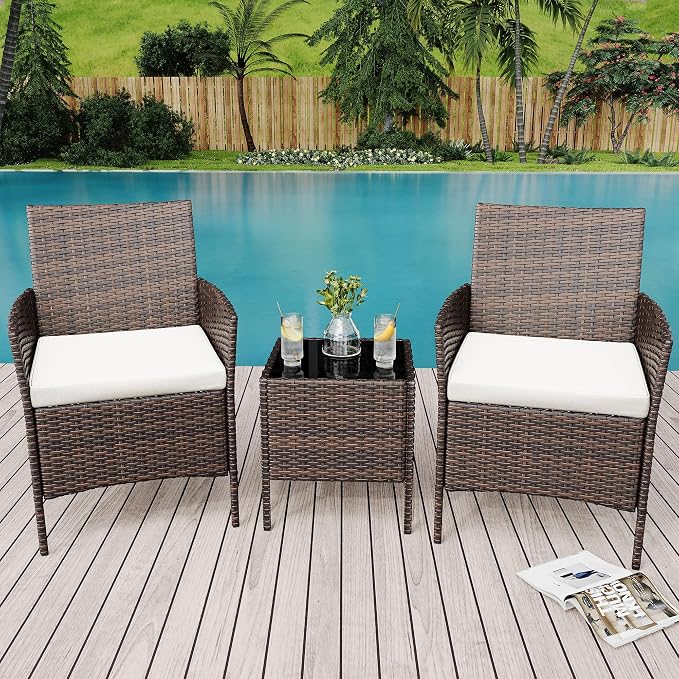 GarveeLife 3-Piece Patio Furniture Set, Rattan Outdoor Furniture - Image 8