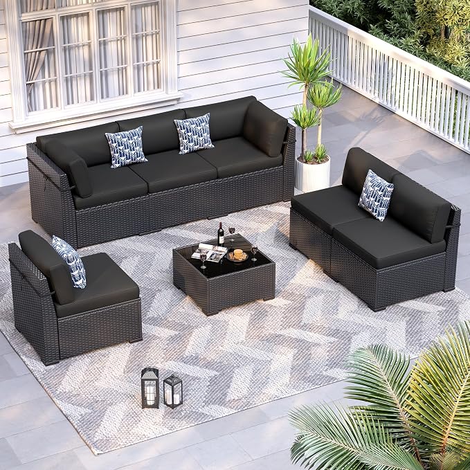 Patio Furniture Sets, 7-Piece Outdoor Patio Furniture by VonzoyHome