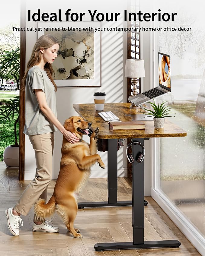 BIZUM Electric Standing Desk 63 x 24 Inch Computer Desk-Gaming Desk Rustic - Image 5