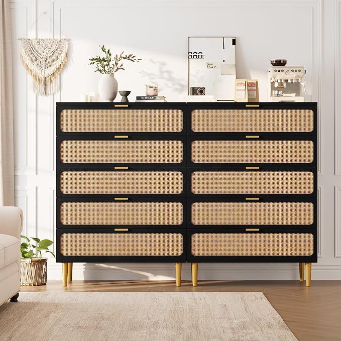 GarveeHome Rattan 5 Drawer Dressers - Image 8