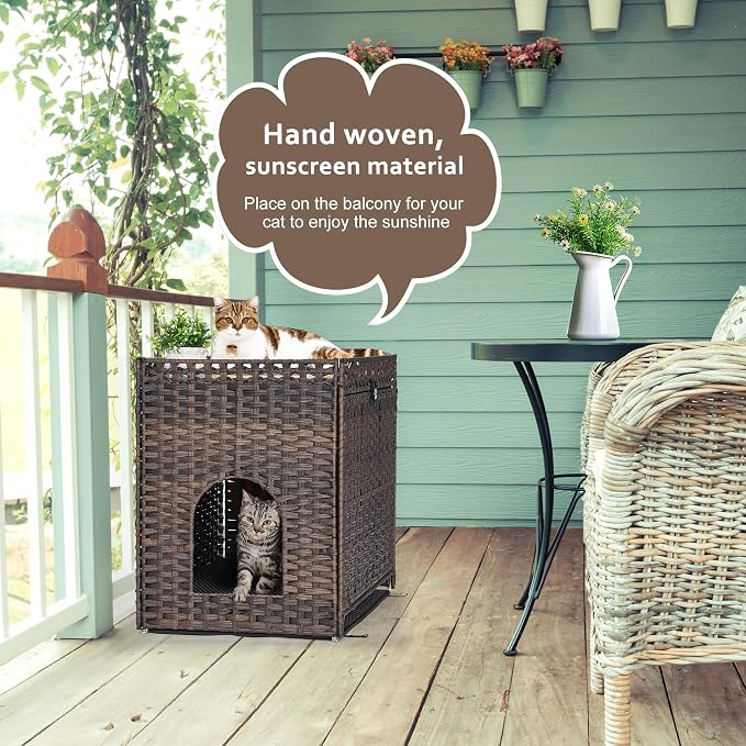Cat Litter Box Enclosure with Soft Litter Mat; Hidden Cat Washroom Furniture - Image 2