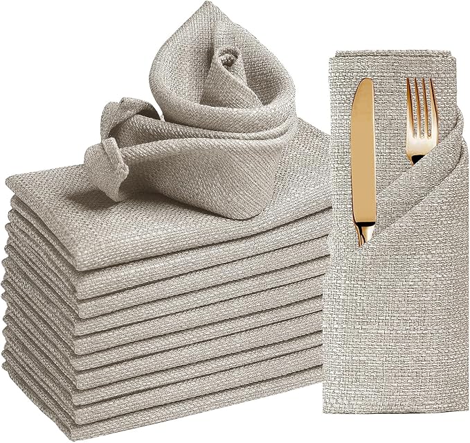 BALCONY & FALCON Cloth Napkins Set of 12 Washable Linen Napkins Absorbent by BALCONYFALCON