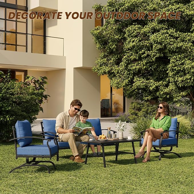 ALAULM 4 Piece Patio Furniture Set, Outdoor Metal Patio Furniture - Image 7