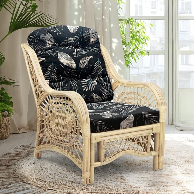 Malibu Lounge Living Accent Armchair Natural Rattan Wicker Handmade Design by Wickerix