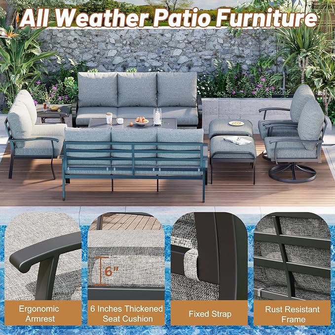 HOMREST 9 PCS Outdoor Patio Furniture Set - Image 5