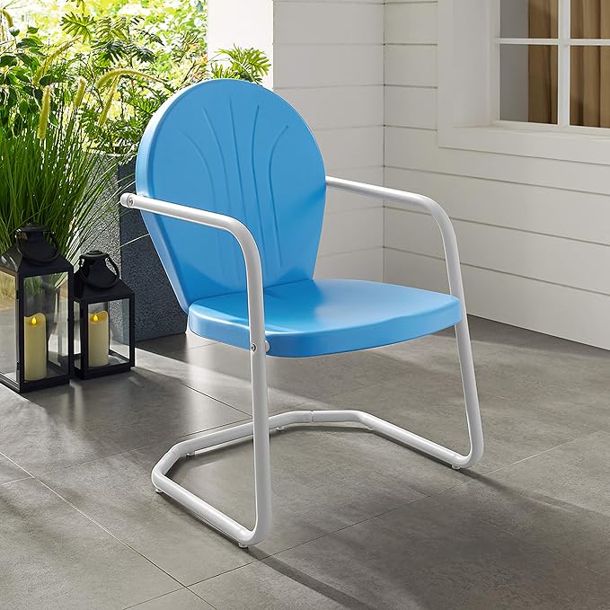 Crosley Furniture Griffith Outdoor Chair, Retro Metal Patio Chairs - Image 2