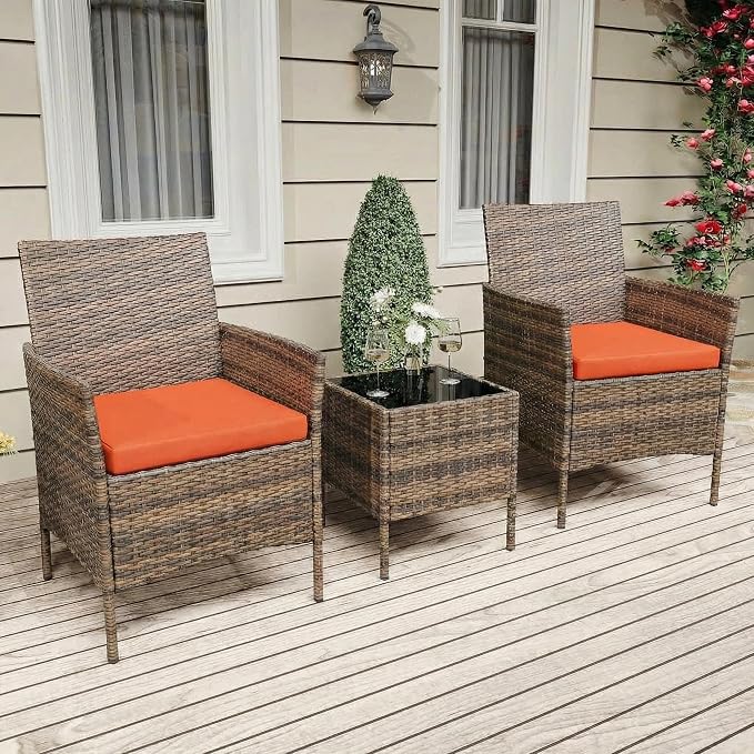 GarveeLife 3 Piece Patio Furniture Set, Rattan Outdoor Furniture - Image 6