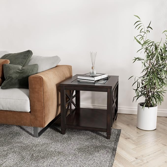 Farmhouse End Table Living Room, Furniture Solid Wood Square Large Side Tables - Image 5