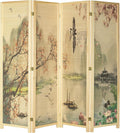MyGift 4-Panel Folding Bamboo Room Divider Asian-Inspired Cherry Blossom Scene by MyGiftHome