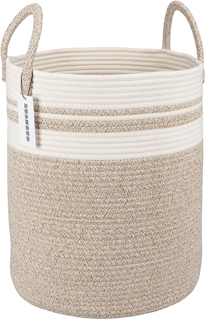 XUANGUO Cotton Rope Laundry Basket Hamper by XUANGUO