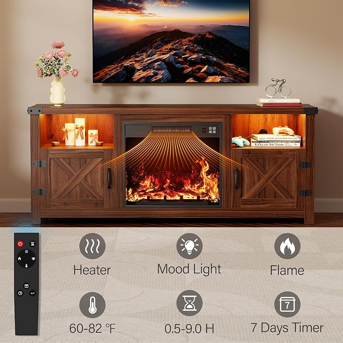 YESHOMY LED Fireplace TV Stand - Image 8