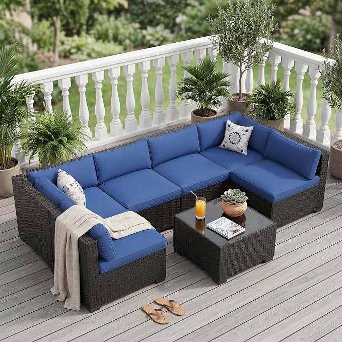 Patio Furniture Sets, 7-Piece Outdoor Sectional Sofa Set by GAOMON