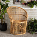 Modern Bohemian Natural Brown Rattan Accent Chair Eclectic Handmade by Unknown