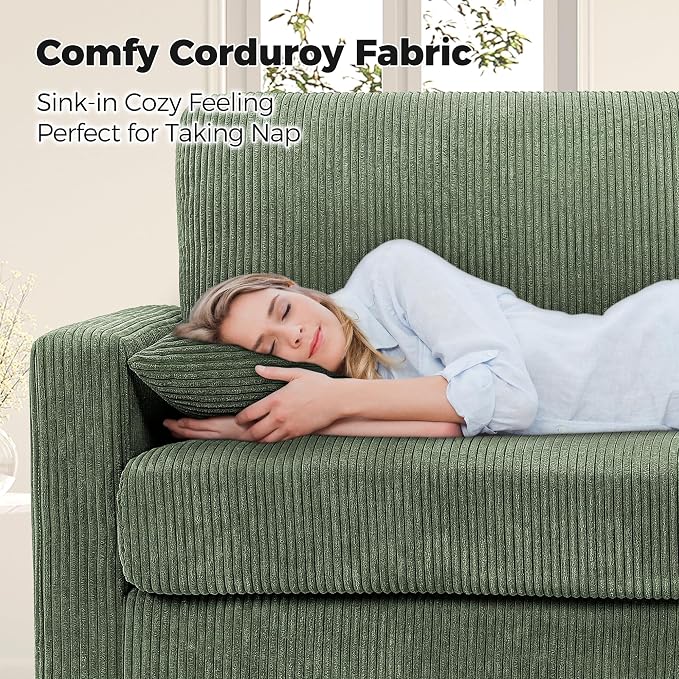Kidirect 70in Corduroy Couch, Sofas - Image 3