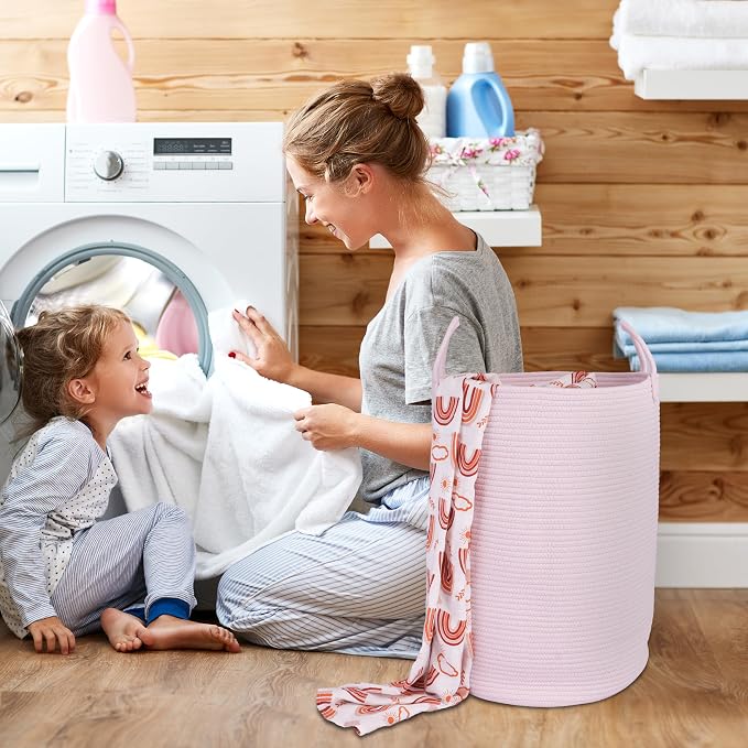 XUANGUO Cotton Rope Laundry Basket Hamper - Image 4