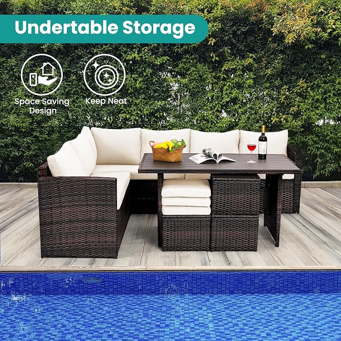 Wumiokio Patio Furniture Set, 7 Pieces Outdoor Patio Furniture - Image 4