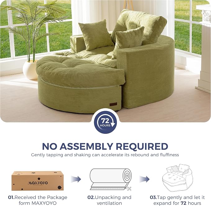 MAXYOYO Oversized Round Chaise Lounge Sofa, Upholstered Lounge Chair - Image 6
