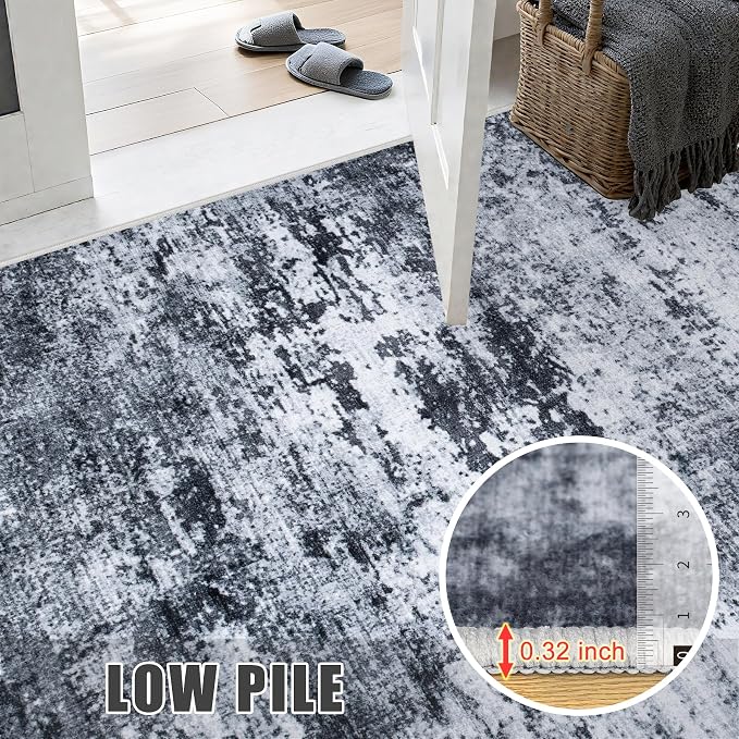 Washable Area Rug 3x10 Entryway Rug: Washable Modern Abstract Soft Thin Rug - Image 7