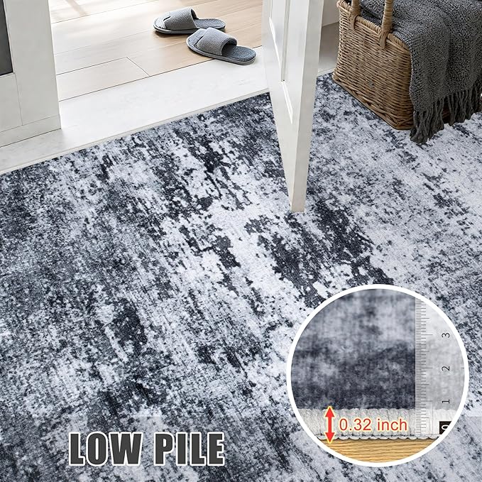 Round Area Rug for Living Room: 4 ft Washable Modern Abstract Soft Thin Rug - Image 8