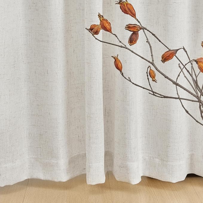MYSKY HOME Country Curtains for Sliding Glass Door, Back Tab Semi Sheer Curtain - Image 5