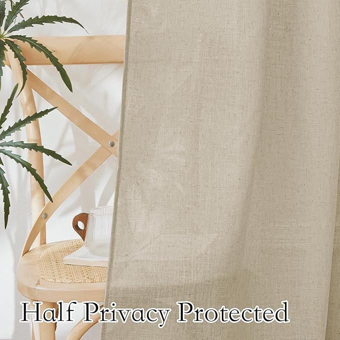 RYB HOME Linen Sheer Curtains 84 inches Length, Glare Light Filter Privacy - Image 4