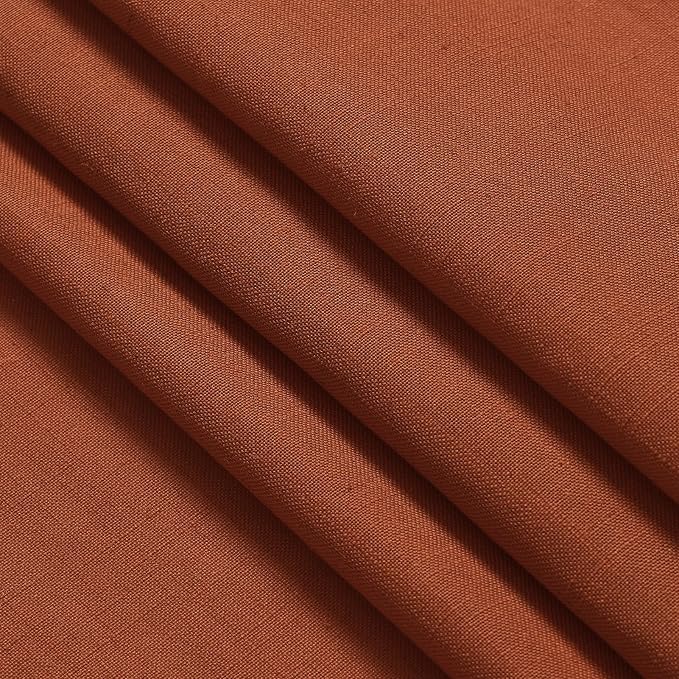 Nanspring Linen Blend Terracotta Curtains 100 inches Long 2 Panel Back Tab Rod - Image 2