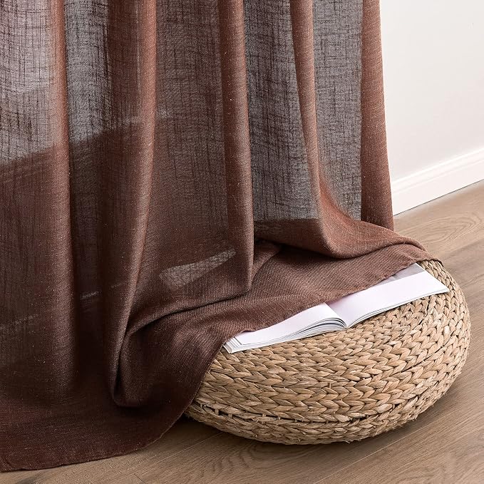 MIULEE Chocolate Brown Linen Curtains 96 Inch Long - Image 7