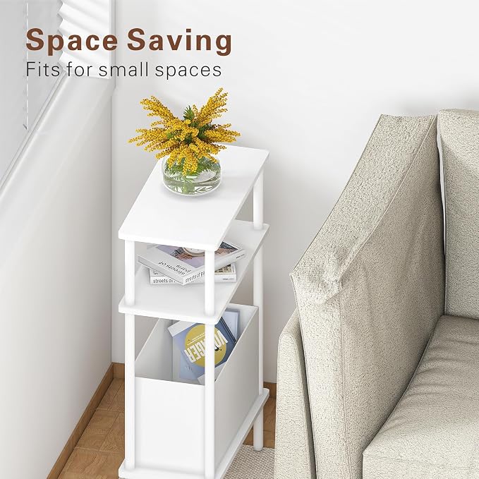 Narrow Side Table with Fabric Basket, End Table - Image 5