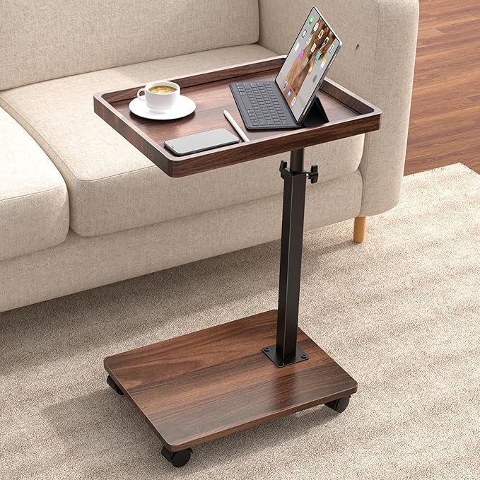 C Table End Table Adjustable Height, 360°Swivel TV Tray Table by Unknown