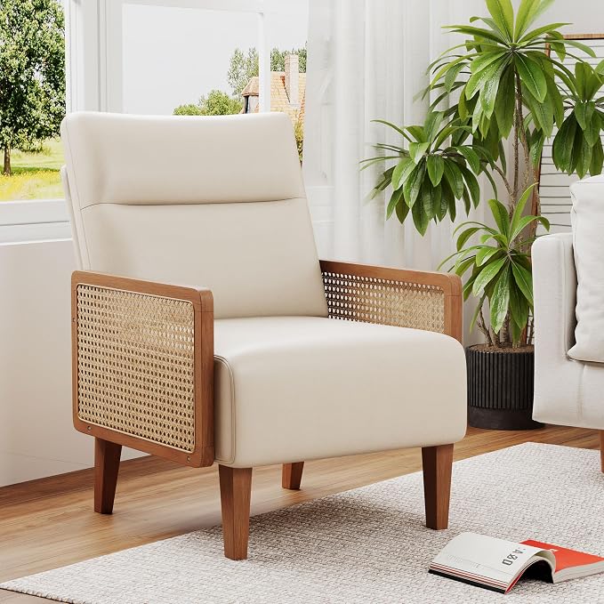 Mid Century Accent Chair, Wooden Leisure Armchair by POINTANT