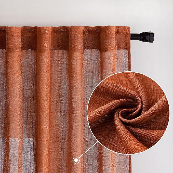 MIULEE Rust Curtains 90 Inch Length 2 Panels - Image 7