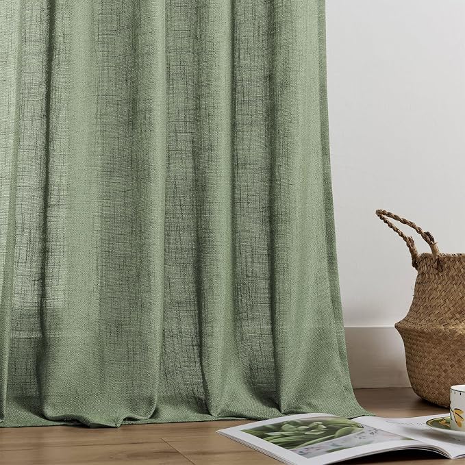 Joydeco Linen Curtains 96 Inch Length 2 Panel Sets, Light Filtering Curtains - Image 4