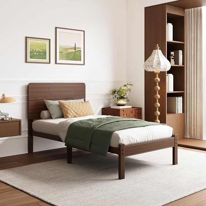 BOSRII 14in High Solid Bamboo Wood Platform Twin XL Bed Frame - Image 4