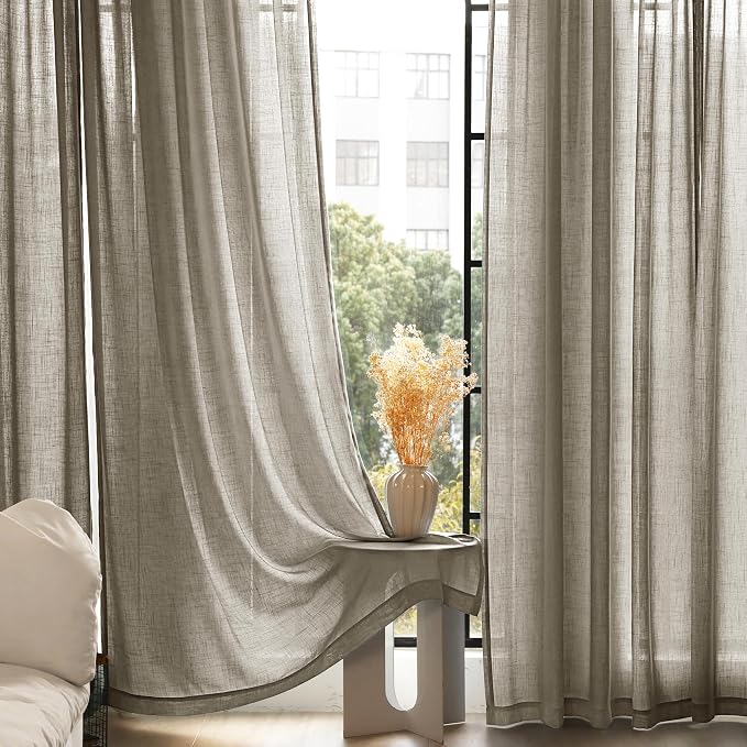 Taupe Linen Curtains 102 inches Long - Image 4