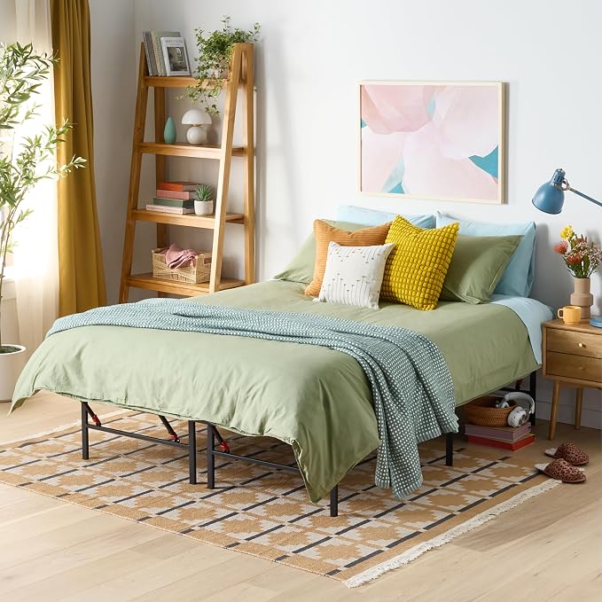 Amazon Basics Bed Frame with Storage, Foldable Metal Platform, Sturdy Steel by AmazonBasics