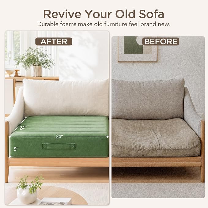 Codi Thick Replacement Couch Cushions 2 Sets, Upholstery Foam - Image 3