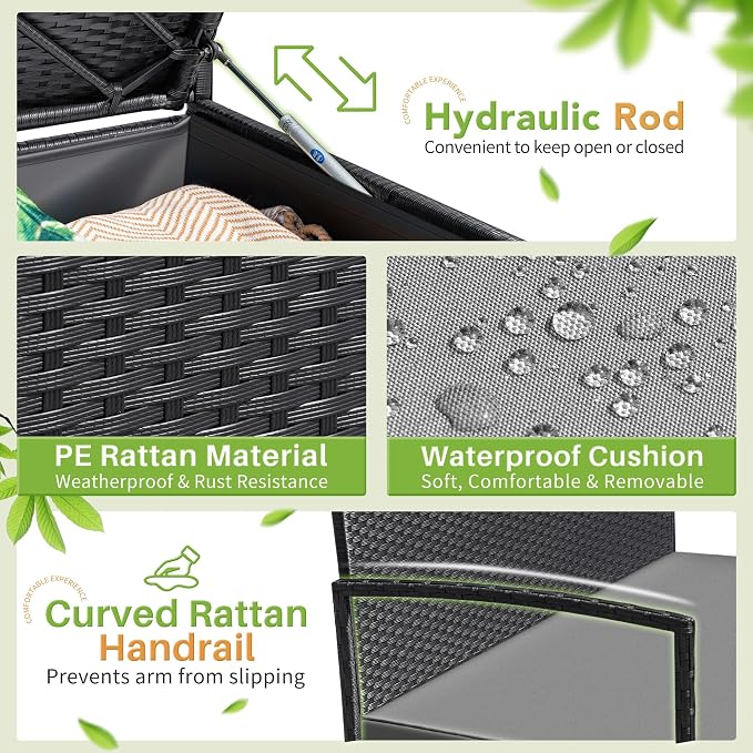 Greesum Patio Loveseat PE Rattan Wicker Outdoor Furniture - Image 7