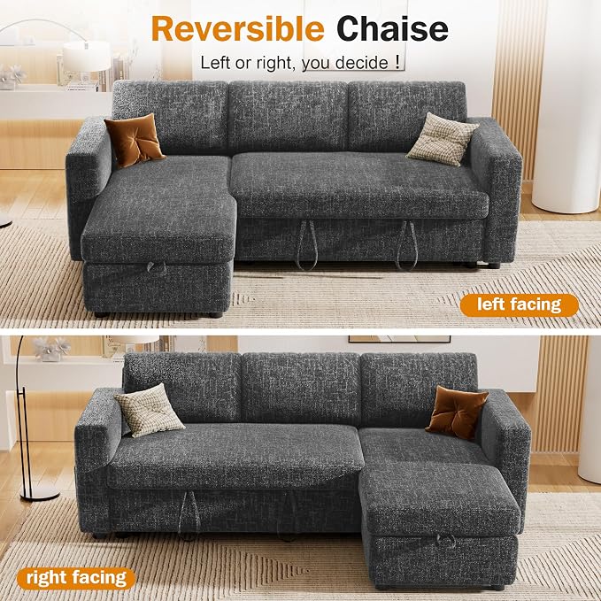 Sunny Heart 82" L Shaped Sectional Sleeper Sofa Bed - Image 5