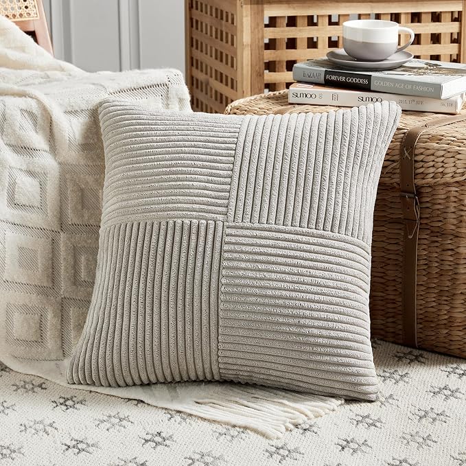 Fancy Homi 2 Packs Neutral Grey Big Decorative Throw Pillow Covers 24x24 Inch - Image 2