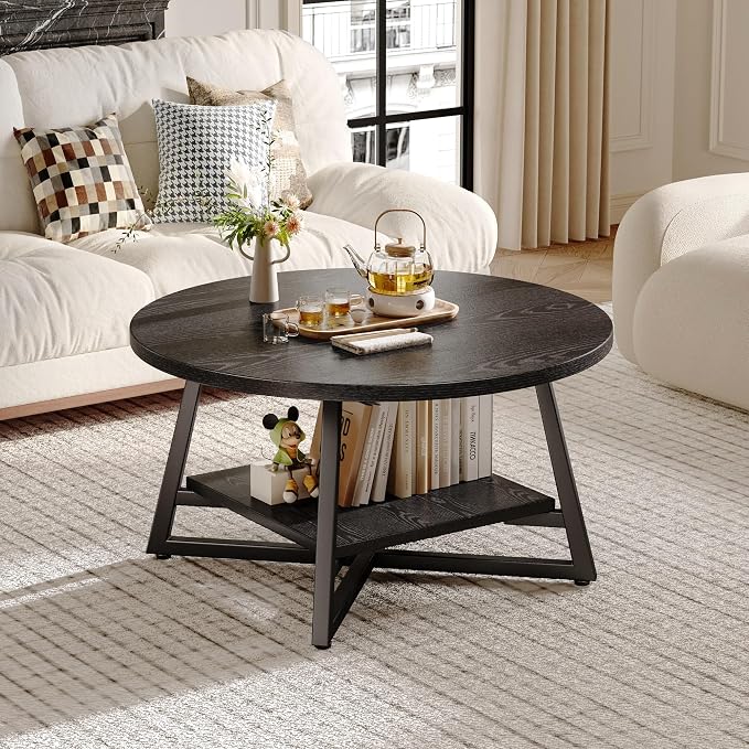 Coffee Table for Living Room, Round Coffee Table, Small Circle Coffee Table - Image 2