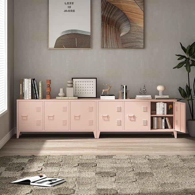 MIOCASA Metal Storage Cabinet, 3 Door TV Stand, Metal TV Cabinet - Image 6