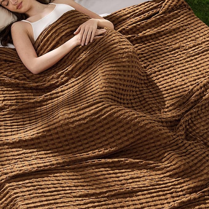 Bedsure Cooling Cotton Waffle Full Size Blanket by BEDSURE