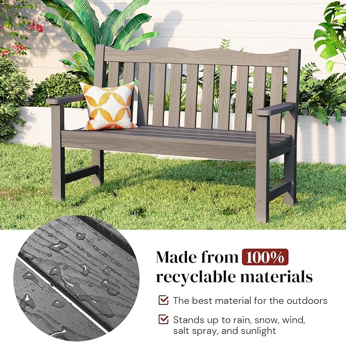 Stoog 3 Piece Outdoor Bench & Outdoor Chairs Set, All-Weather HIPS Patio - Image 9